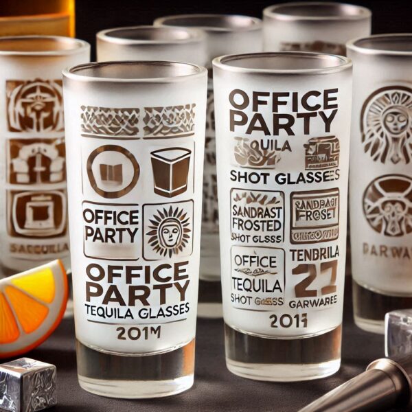 Personalized Deep Engraved Office Party tequila Shot Glasses - Custom Office Party tequila Shot Glasses engraving your name, logo, photo, and monogram deep engraving your tequila Shot Glasses