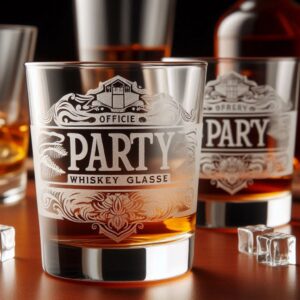 Personalized Deep Engraved Office Party whiskey Bar Glasses - Custom Office Party whiskey Glasses deep engraving your name, logo, photo, and monogram deep engraving