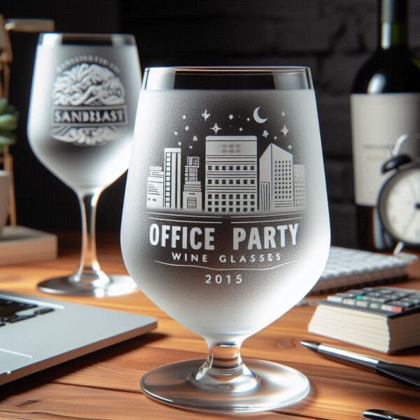 Personalized Deep Engraved Office Party wine Bar Glasses - Custom Office Party wine Glasses deep engraving your name, logo, photo, and monogram deep engraving your wine glass