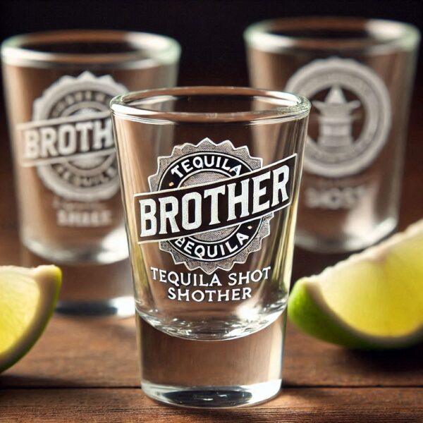 Personalized Deep Engraved Brother Party Tequila Shot Glasses - Custom Gift for Brother's Party