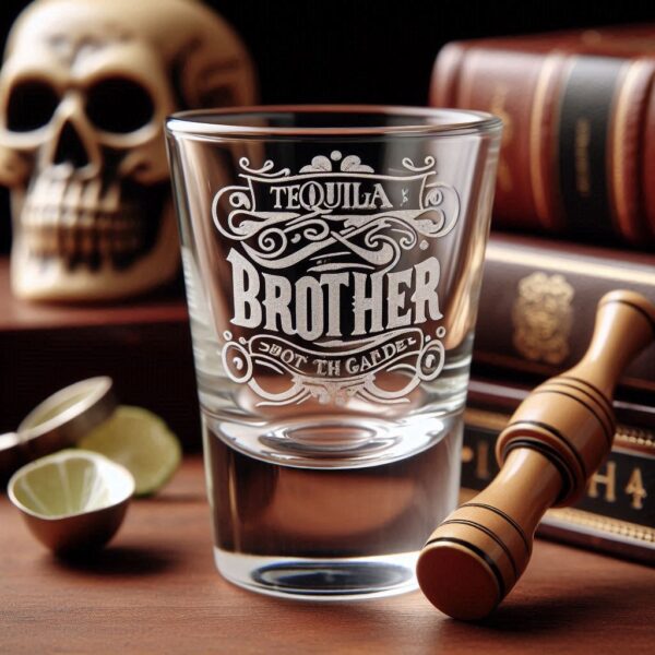 Personalized Deep Engraved Brother Party Tequila Shot Glasses - Custom Gift for Brother's Party