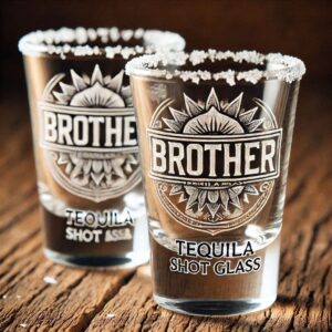 Personalized Deep Engraved Brother Party Tequila Shot Glasses - Custom Gift for Brother's Party