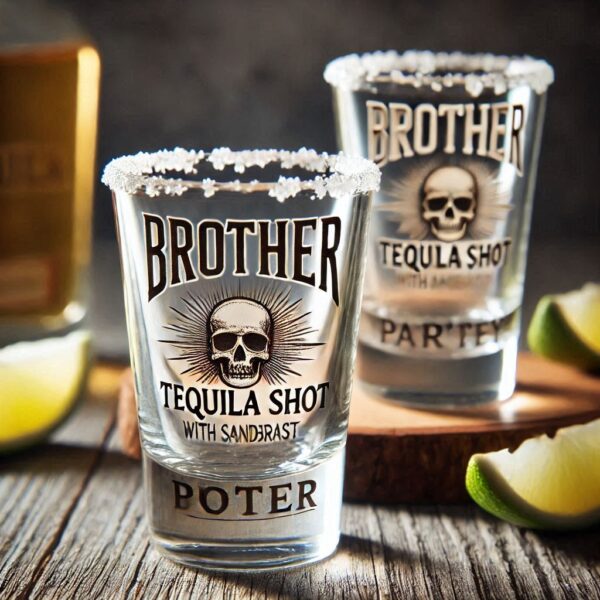 Personalized Deep Engraved Brother Party Tequila Shot Glasses - Custom Gift for Brother's Party