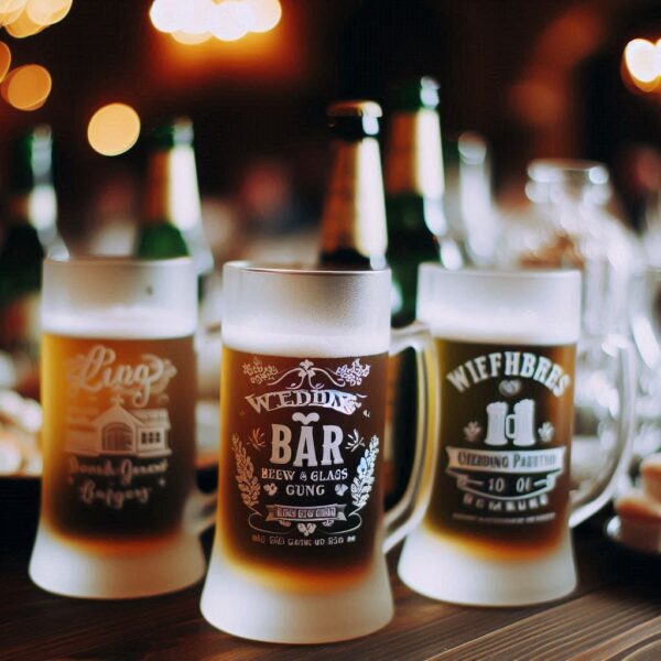 Personalized Deep Engraved Wedding Beer Party Glasses - Custom Wedding Glassware