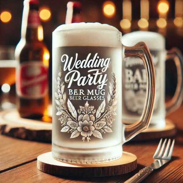 Personalized Deep Engraved Wedding Beer Party Glasses - Custom Wedding Glassware