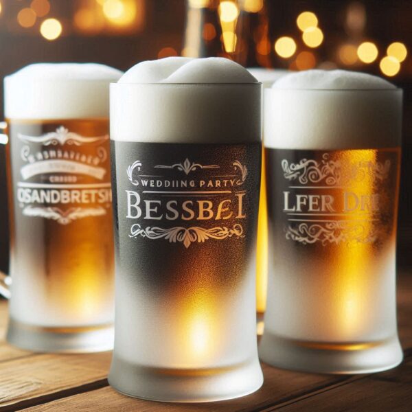 Personalized Deep Engraved Wedding Beer Party Glasses - Custom Wedding Glassware