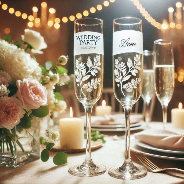 Personalized Deep Engraved Wedding championed Party Glasses - Custom Wedding Glassware Celebrate your special day with our exquisite Personalized Deep Engraved Wedding championed glasses name, logo, monogram deep engraving