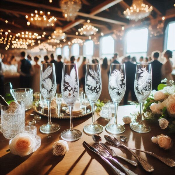 Personalized Deep Engraved Wedding championed Party Glasses - Custom Wedding Glassware Celebrate your special day with our exquisite Personalized Deep Engraved Wedding championed glasses name, logo, monogram deep engraving