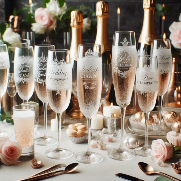 Personalized Deep Engraved Wedding championed Party Glasses - Custom Wedding Glassware Celebrate your special day with our exquisite Personalized Deep Engraved Wedding championed glasses name, logo, monogram deep engraving