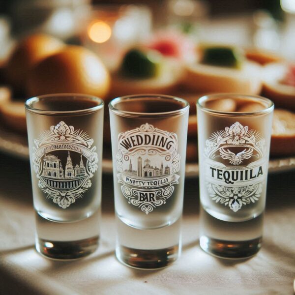 Personalized Deep Engraved Wedding Tequila Shot Party Glasses - Custom Wedding Glassware