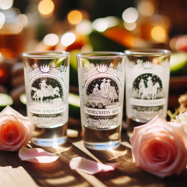 Personalized Deep Engraved Wedding Tequila Shot Party Glasses - Custom Wedding Glassware