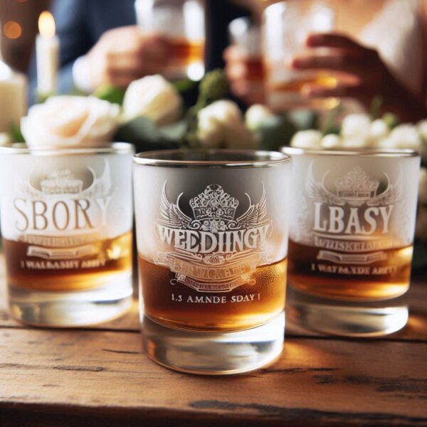 Personalized Deep Engraved Wedding Party whiskey Glasses - Custom Wedding Glassware name, logo, monogram engraving for you description