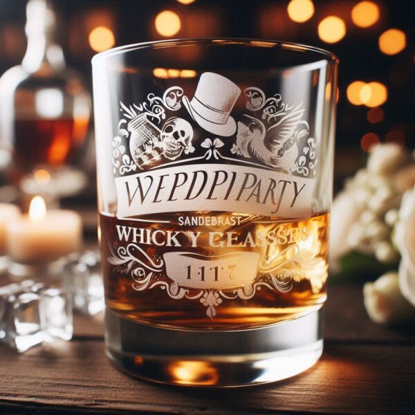 Personalized Deep Engraved Wedding Party whiskey Glasses - Custom Wedding Glassware name, logo, monogram engraving for you description