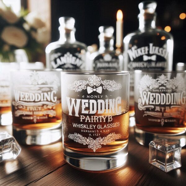 Personalized Deep Engraved Wedding Party whiskey Glasses - Custom Wedding Glassware name, logo, monogram engraving for you description