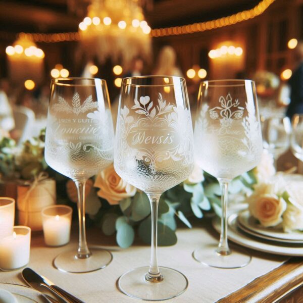 Personalized Deep Engraved Wedding wine Party Glasses - Custom Wedding Glassware Celebrate your special day with our exquisite Personalized Deep Engraved Wedding wine glasses name, logo, monogram deep engraving