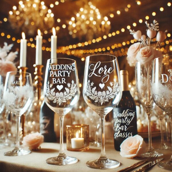 Personalized Deep Engraved Wedding wine Party Glasses - Custom Wedding Glassware Celebrate your special day with our exquisite Personalized Deep Engraved Wedding wine glasses name, logo, monogram deep engraving