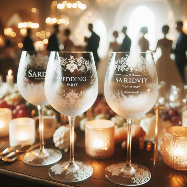 Personalized Deep Engraved Wedding wine Party Glasses - Custom Wedding Glassware Celebrate your special day with our exquisite Personalized Deep Engraved Wedding wine glasses name, logo, monogram deep engraving