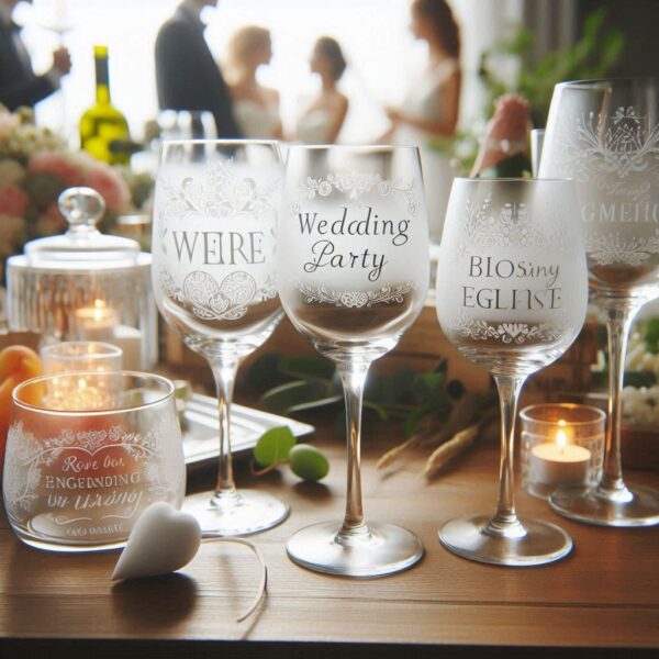 Personalized Deep Engraved Wedding wine Party Glasses - Custom Wedding Glassware Celebrate your special day with our exquisite Personalized Deep Engraved Wedding wine glasses name, logo, monogram deep engraving