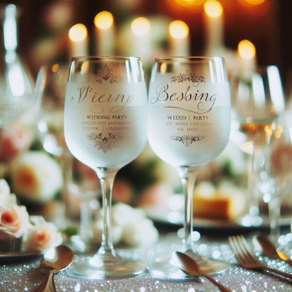 Personalized Deep Engraved Wedding wine Party Glasses - Custom Wedding Glassware Celebrate your special day with our exquisite Personalized Deep Engraved Wedding wine glasses name, logo, monogram deep engraving