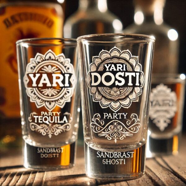 Yari Dosti drink party Personalized deep engraved your Tequila Shot Glass name, logo, photo, company logo, monogram deep engraving your Tequila Shot glass drink party