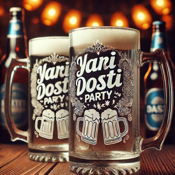 Yari Dosti drink party Personalized deep engraved your beer Glass name, logo, photo, company logo, monogram deep engraving your beer glass drink party