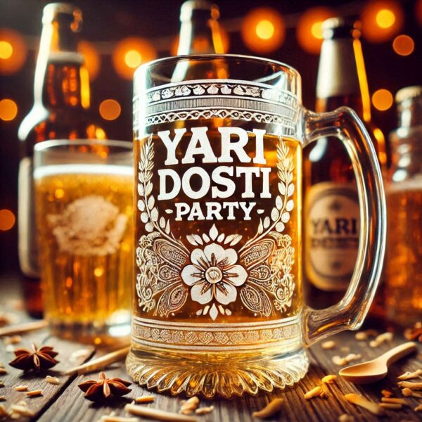 Yari Dosti drink party Personalized deep engraved your beer Glass name, logo, photo, company logo, monogram deep engraving your beer glass drink party