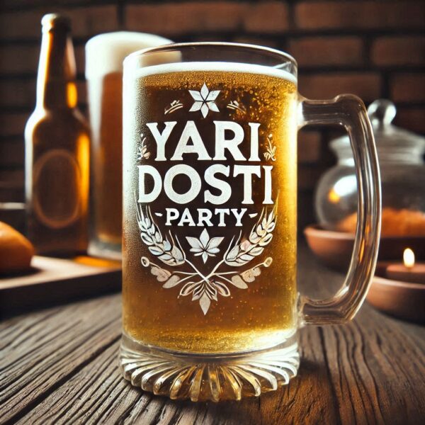 Yari Dosti drink party Personalized deep engraved your beer Glass name, logo, photo, company logo, monogram deep engraving your beer glass drink party