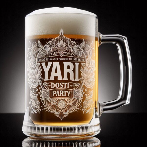 Yari Dosti drink party Personalized deep engraved your beer Glass name, logo, photo, company logo, monogram deep engraving your beer glass drink party