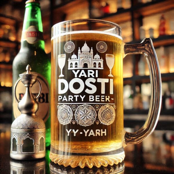 Yari Dosti drink party Personalized deep engraved your beer Glass name, logo, photo, company logo, monogram deep engraving your beer glass drink party