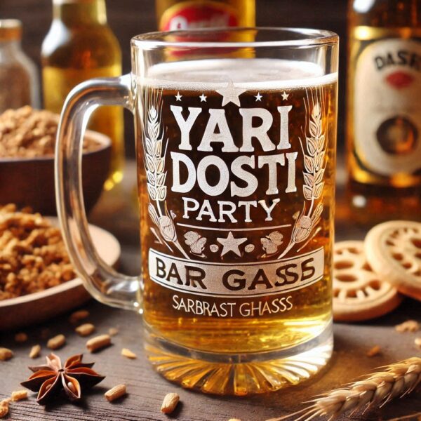 Yari Dosti drink party Personalized deep engraved your beer Glass name, logo, photo, company logo, monogram deep engraving your beer glass drink party