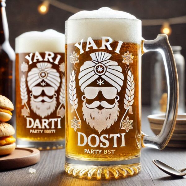 Yari Dosti drink party Personalized deep engraved your beer Glass name, logo, photo, company logo, monogram deep engraving your beer glass drink party