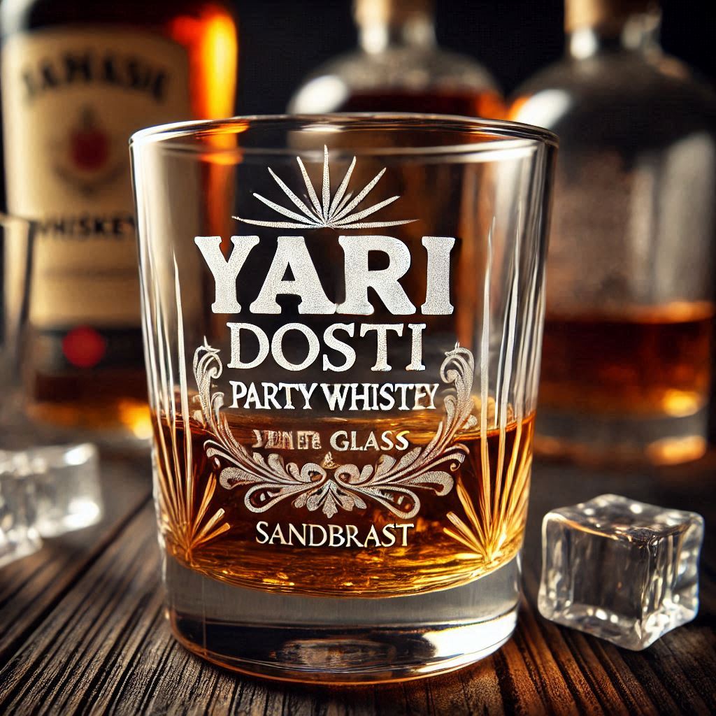 Yari Dosti drink party Personalized deep engraved your Whiskey Glass name, logo, photo, company logo, monogram deep engraving your whiskey glass drink party