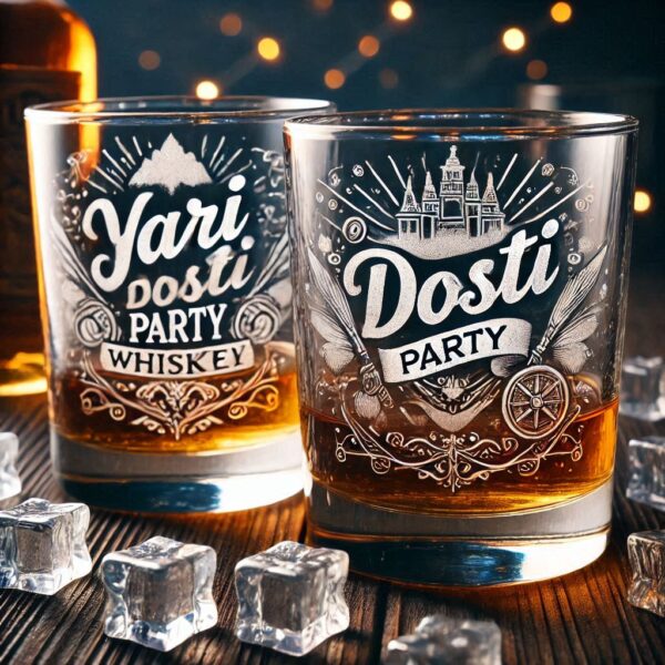 Yari Dosti drink party Personalized deep engraved your Whiskey Glass name, logo, photo, company logo, monogram deep engraving your whiskey glass drink party