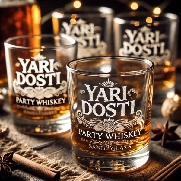 Yari Dosti drink party Personalized deep engraved your Whiskey Glass name, logo, photo, company logo, monogram deep engraving your whiskey glass drink party