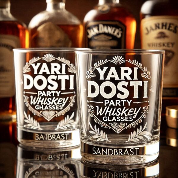 Yari Dosti drink party Personalized deep engraved your Whiskey Glass name, logo, photo, company logo, monogram deep engraving your whiskey glass drink party