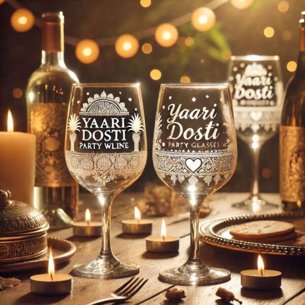 Yari Dosti drink party Personalized deep engraved your wine Glass name, logo, photo, company logo, monogram deep engraving your wine glass drink party