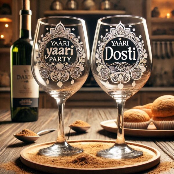 Yari Dosti drink party Personalized deep engraved your wine Glass name, logo, photo, company logo, monogram deep engraving your wine glass drink party