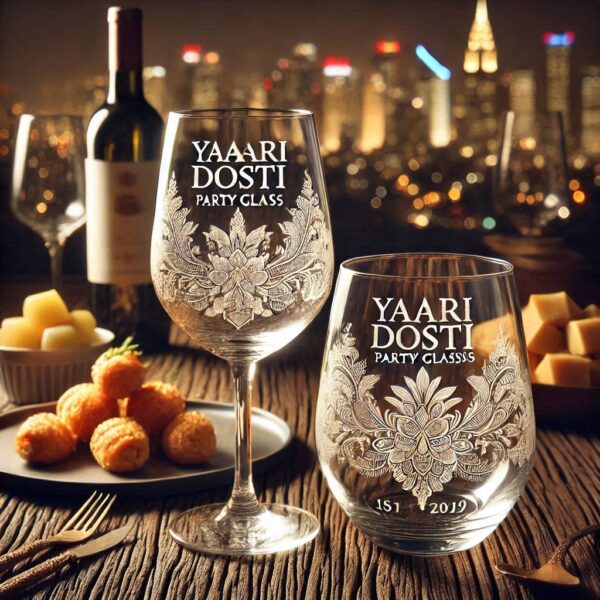 Yari Dosti drink party Personalized deep engraved your wine Glass name, logo, photo, company logo, monogram deep engraving your wine glass drink party