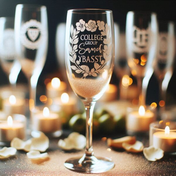 Personalized Deep Engraved College Group Party Champagne Bar Glasses - Custom Glassware for Friends gift Champagne glass deep engraved name, logo, photo, monogram, love symbol deep engraving your Champagne glass