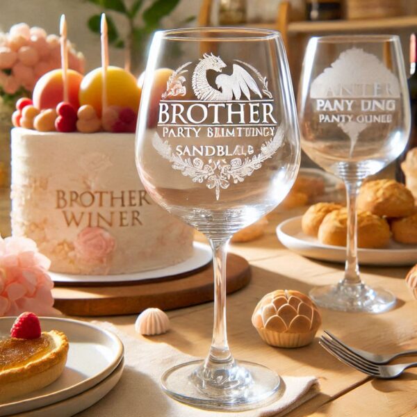 Personalized Deep Engraved Brother Party Wine Glasses - Custom Gift for Brother's Party