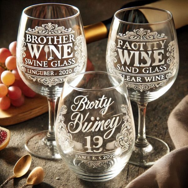 Personalized Deep Engraved Brother Party Wine Glasses - Custom Gift for Brother's Party