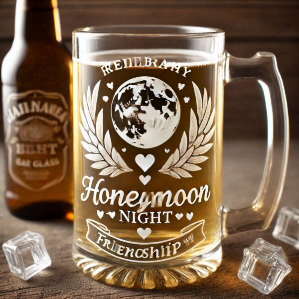 Personalized your Honeymoon night beer mug glasses deep engraving celebrate Honeymoon night occasion your beer mug glasses deep engraving name, logo, monogram, love symbol deep engraving