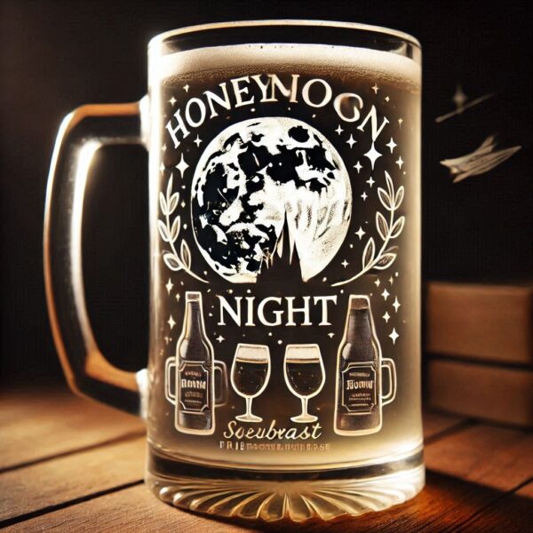 Personalized your Honeymoon night beer mug glasses deep engraving celebrate Honeymoon night occasion your beer mug glasses deep engraving name, logo, monogram, love symbol deep engraving