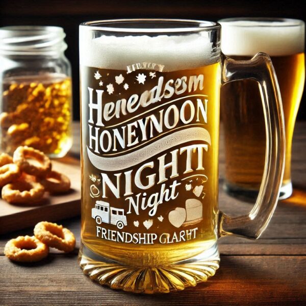 Personalized your Honeymoon night beer mug glasses deep engraving celebrate Honeymoon night occasion your beer mug glasses deep engraving name, logo, monogram, love symbol deep engraving