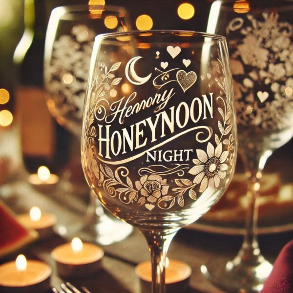 Personalized your Honeymoon night wine glasses deep engraving celebrate Honeymoon night occasion your wine glasses deep engraving name, logo, monogram, love symbol deep engraving