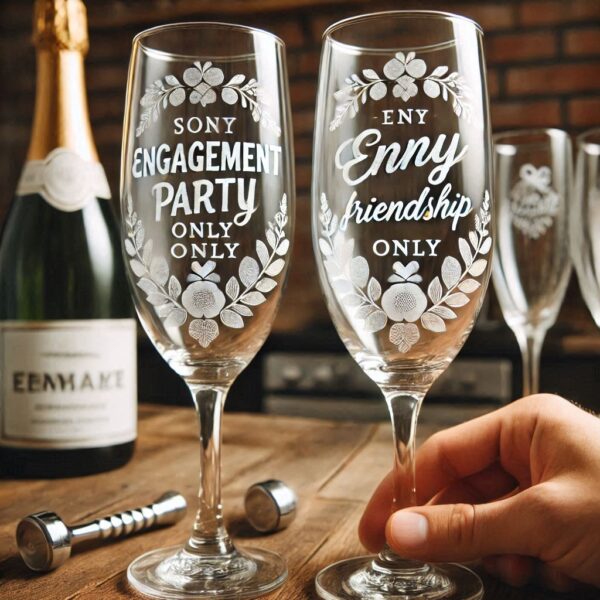 Toast to your love and future together with our Engagement Party Deep Engraved Champagne Glass. This exquisite glass is perfect for celebrating your engagement in style, offering a personalized touch that makes each sip memorable.