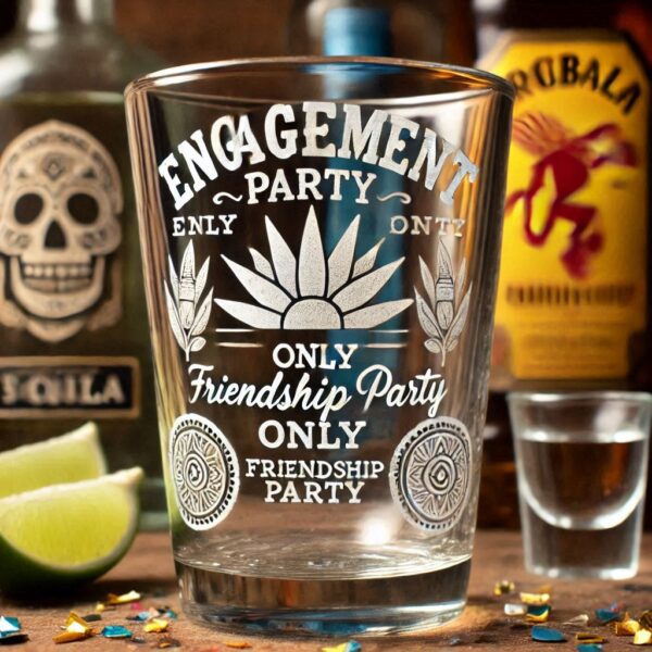 Engagement party deep engraved Tequila Shot glass name logo photo monogram love symbol deep engraving your Tequila Shot glass