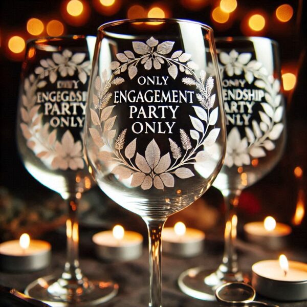 Celebrate your engagement with elegance and style using our Engagement Party Deep Engraved Wine Glass. This beautifully crafted wine glass is designed to capture the special moments of your engagement, making it a perfect keepsake for you and your loved ones.