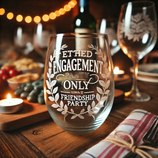 Celebrate your engagement with elegance and style using our Engagement Party Deep Engraved Wine Glass. This beautifully crafted wine glass is designed to capture the special moments of your engagement, making it a perfect keepsake for you and your loved ones.