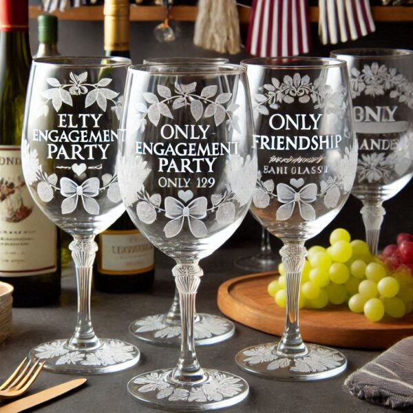 Celebrate your engagement with elegance and style using our Engagement Party Deep Engraved Wine Glass. This beautifully crafted wine glass is designed to capture the special moments of your engagement, making it a perfect keepsake for you and your loved ones.